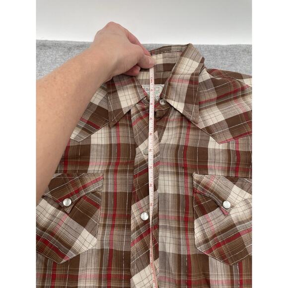 VTG H Bar C Ranchwear Men's Pearl Snap Shirt Permanent Press Long Tail USA - Picture 14 of 16